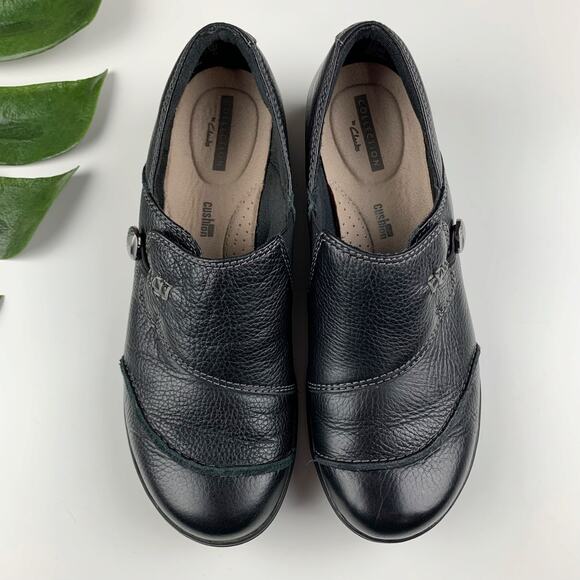 Clarks Cheyn Inca Loafers Slip On Black Leather Comfort Cushion Soft Women's 7 - Picture 2 of 10